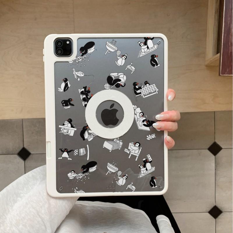 Cute Cartoon Penguin IPad Case With Pen Slot Magnetic Detachable Cover Mini 6/7 8.3 9.7 10.2 10.9 11 Air 10/11 Pro 11/13