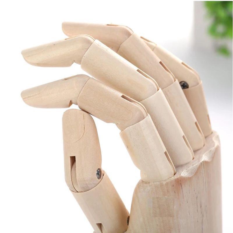 Right Left Wooden Hand Model Sketching Drawing Jointed Movable Fingers Mannequin