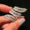 Huitan Olive Leaf Adjustable Opening Rings for Women Full Marquise Cubic Zirconia Multi-layered Sparkling Female Wedding