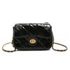 Solid Color Lattice Pu Leather Small Shoulder Bag With Chain Strap For Daily Use