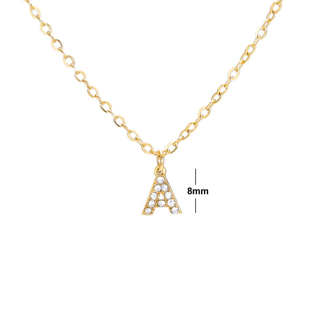 A-Z Initial Letter Pendant Necklace Gold Color Stainless Steel Clear Zircon Women Trendy Choker Minimalist Alphabet Jewelry Gift