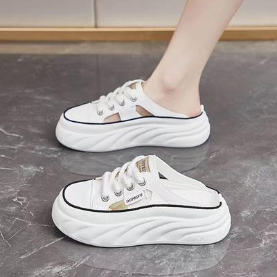Closed Toe Half Slippers Women's Summer Wear New Hollow Breathable Not Tired Feet Pregnant Women Platform Shoes