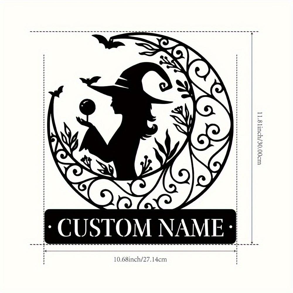 

Metal Witch Wall Art Personalized Family Name Sign Rustic Home Decor Outdoor Halloween Gift TYDZ002991