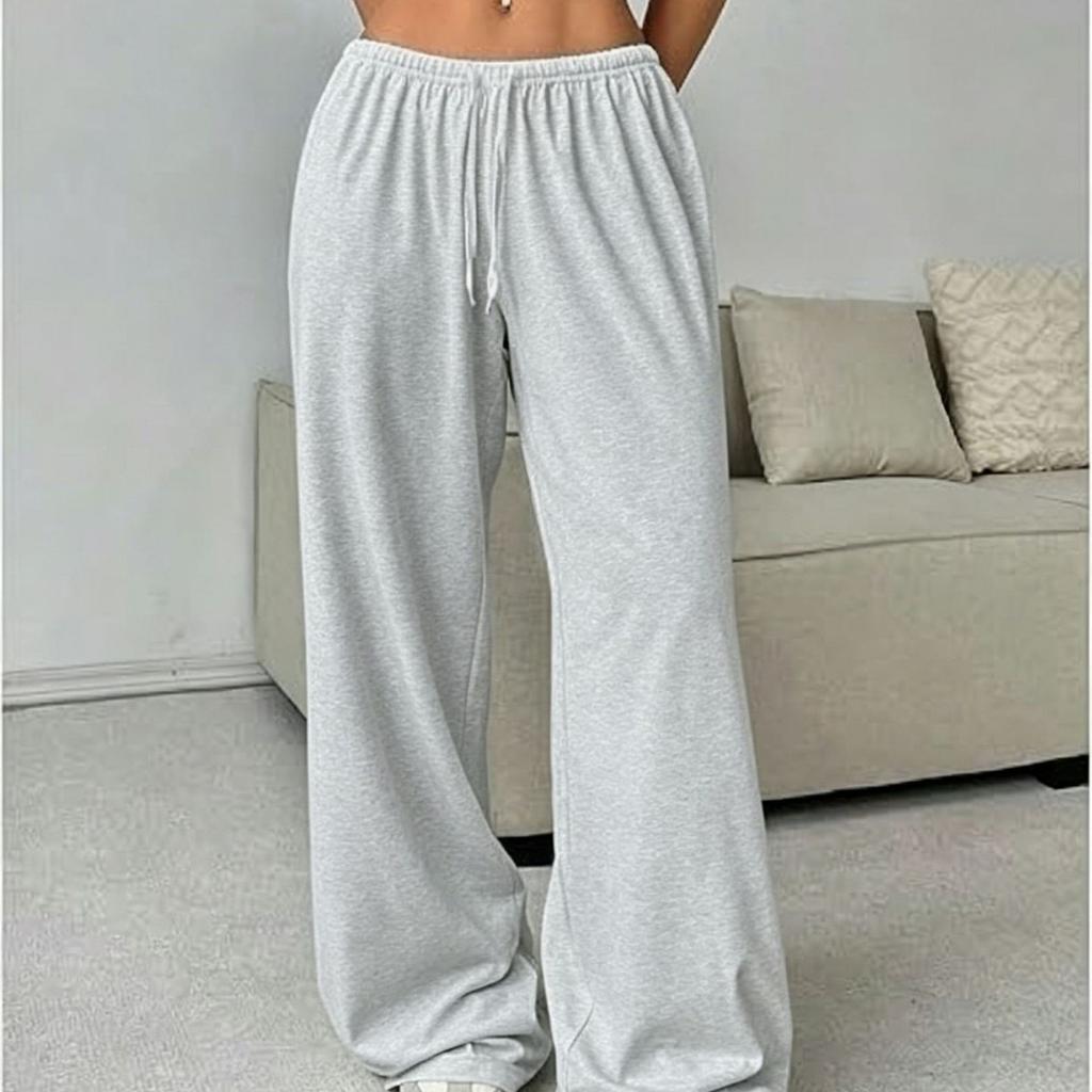 New summer quick-drying breathable women's yoga sports trousers solid color drawstring loose wide-leg trousers