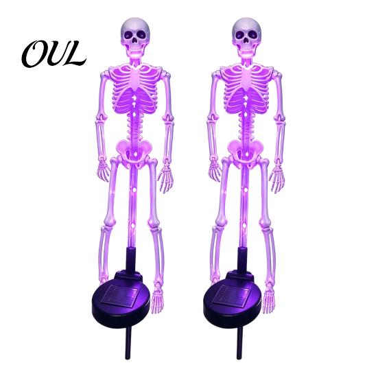 Dekorative Friedhofs-Bodenstecker Solar-Skelett Gartenstecker-Licht, Halloween 3D Leuchtender Schädel Hof Gruselige Wegmarkierungen Deko mit LED, Wasserdicht