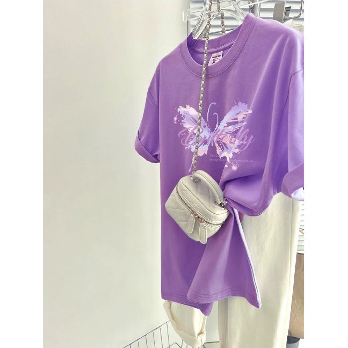 

Футболка из высококачественного чистого хлопка 200 г, летняя футболка с забавным мультяшным принтом для женщин, одежда Harajuku, свободная футболка, топы Y2k, уличная одежда для молодых девушек 3XL