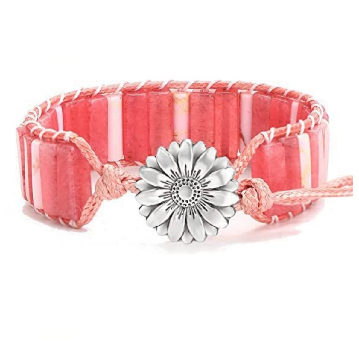 

Плетение браслета из натурального камня ручной работы в богемном стиле, креативный браслет, ювелирный подарок