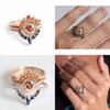 Elegant Rose Gold Three Piece Wedding Ring Set With Geometric Design For Women