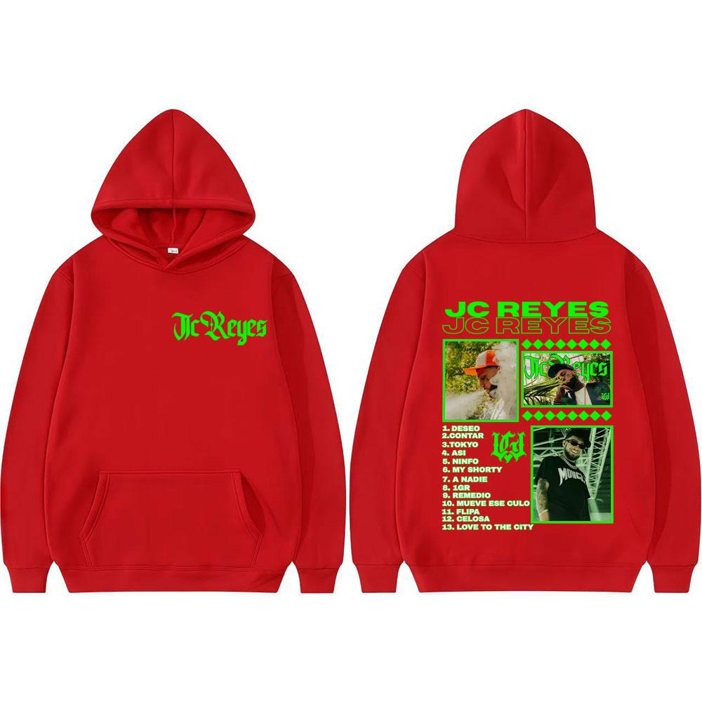 Rapper Jc Reyes Album Tour 2025 Mikiny s oboustranným potiskem Pánská móda Vintage Hip Hopová mikina Dlouhý rukáv Nadrozměrná mikina