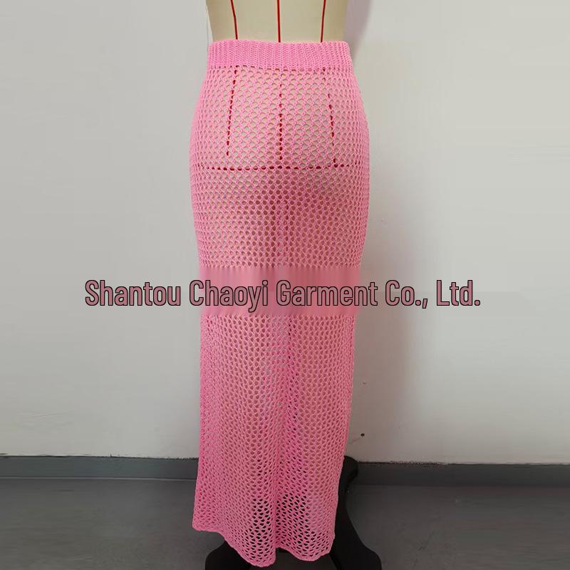 Summer Seaside Textured Knit Midi Beach Skirt Cover-up