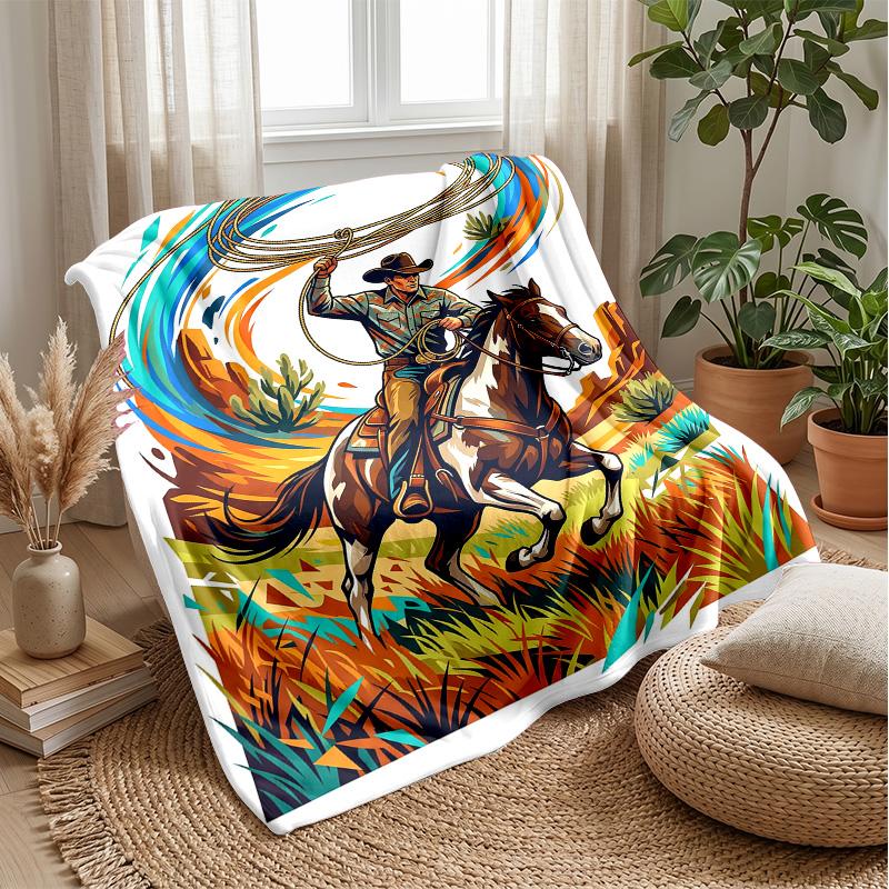 Cosmic Horse Dreamscape blanket Personalized Name Flannel Blanket Soft Cozy Plush Throw for Sofa Bed Lightweight Home Decor
