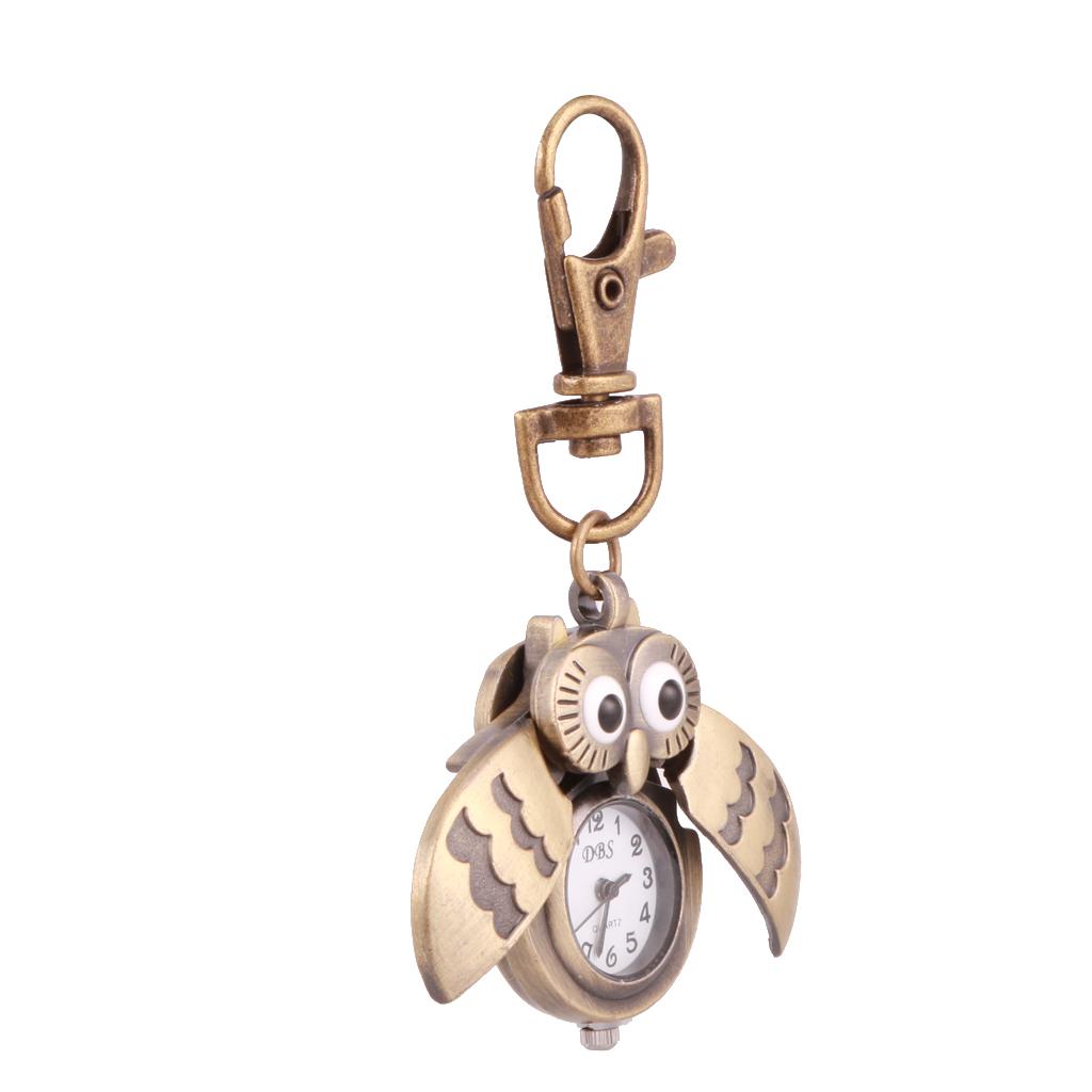 Cartoon Cute Owl Pocket Watch Double Open Electronic