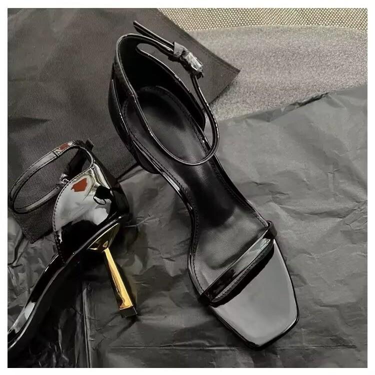 2025 New Summer Fashion Square Head Sexy Narrow Band Open Toe Brand Luxury Design Women's High-heeled Sandals heels