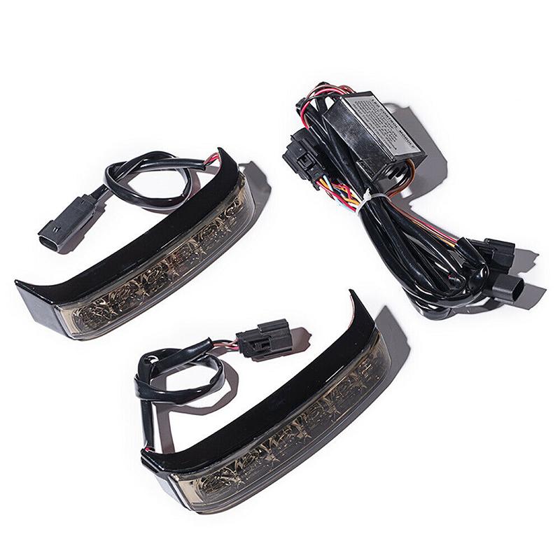 Rear LED Brake Turn Signal Tail Lights for Harley Touring Road King Street Glide 2014-2024, Motorcycle Saddlebag Running Lamps Accent Lights Chrome