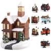Luminous Christmas Glowing Small House Resin House Ornament LED Light Snow House  Party Favors