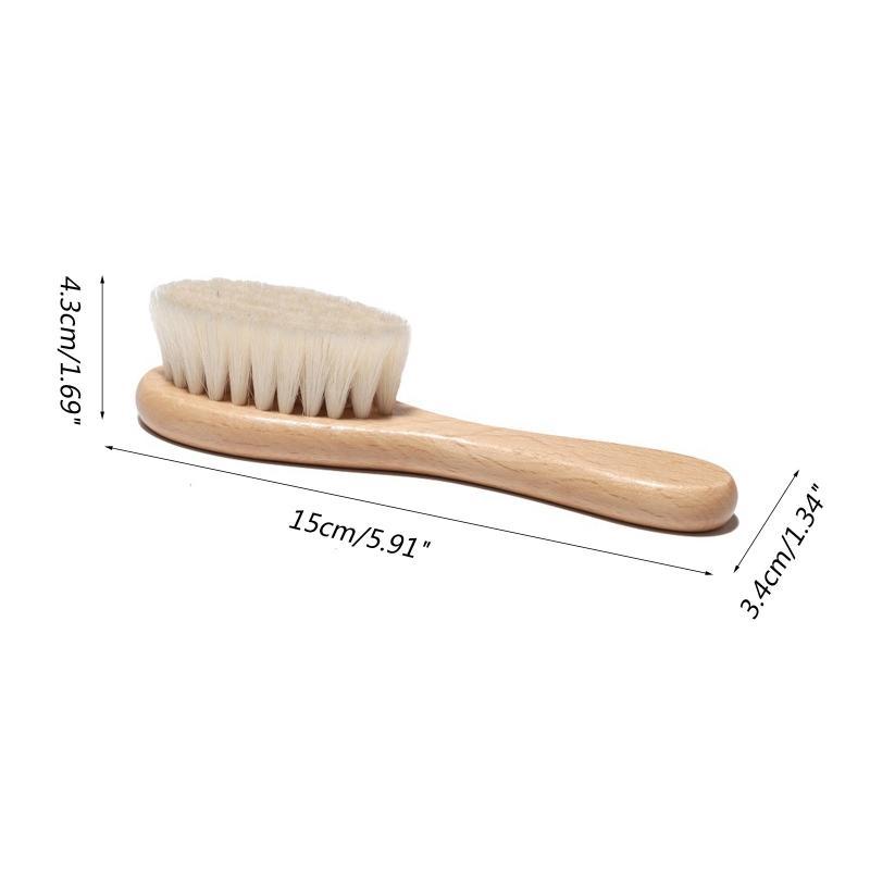 Baby Hair Brush for Newborn Natural Wooden Hairbrush Comb with Soft Wool Bristle