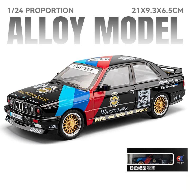 1:24 Scale BMW M3 Racing car 1988 Diecast Metal Alloy Miniature Model SoundLight Simulation Collection Children Toy Vehicle Gift
