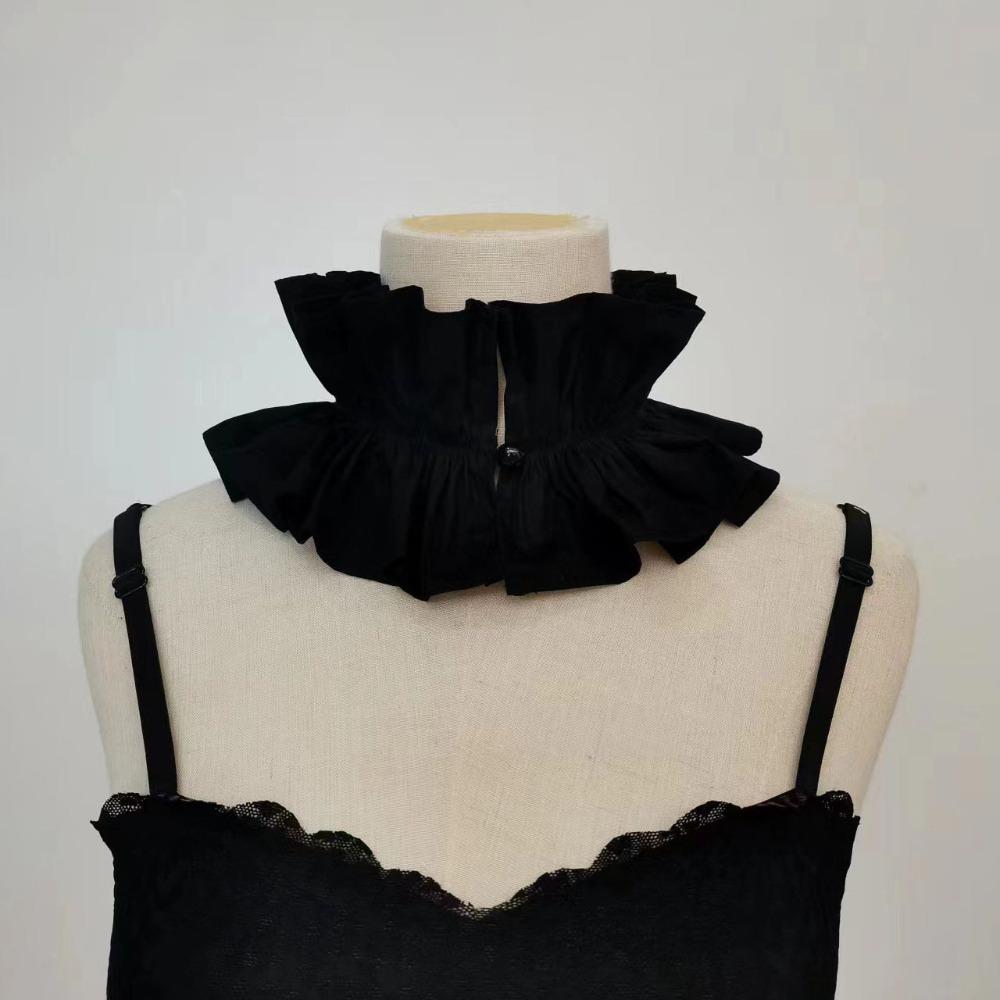Detachable Fake Collar Black White Solid Color Decorative Collar Cotton Ruffled Neck Lace False Collar Women s Fashion