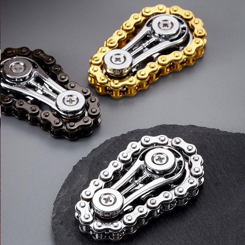 Black Technology Gear Chain Fidget Spinner - Portable Decompression Gyro for Adults