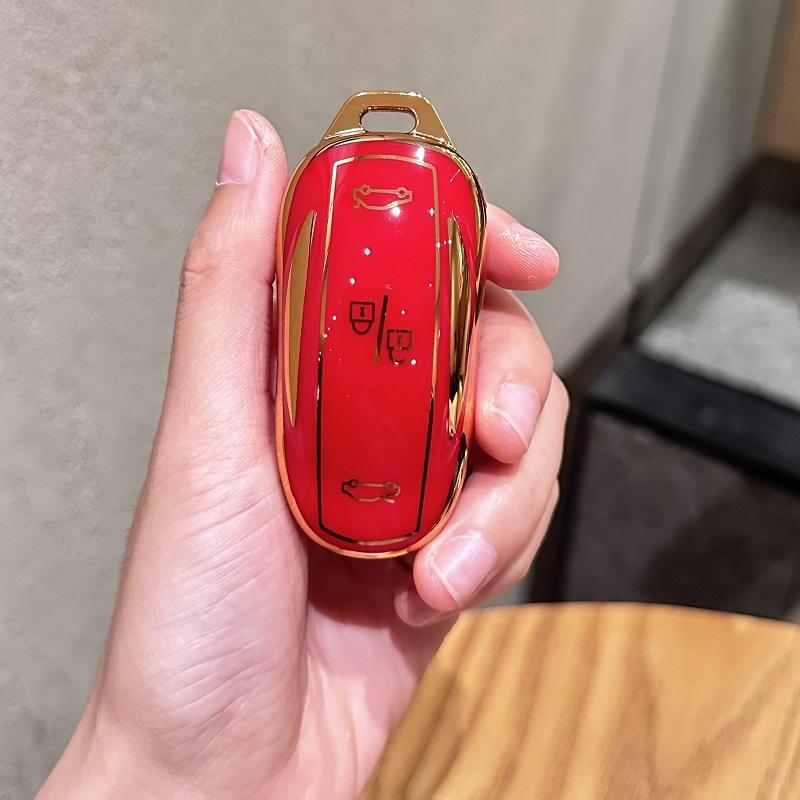 

Чехол для автомобильного ключа из ТПУ, брелок для Tesla Model X, защита для удаленного смарт-ключа красный