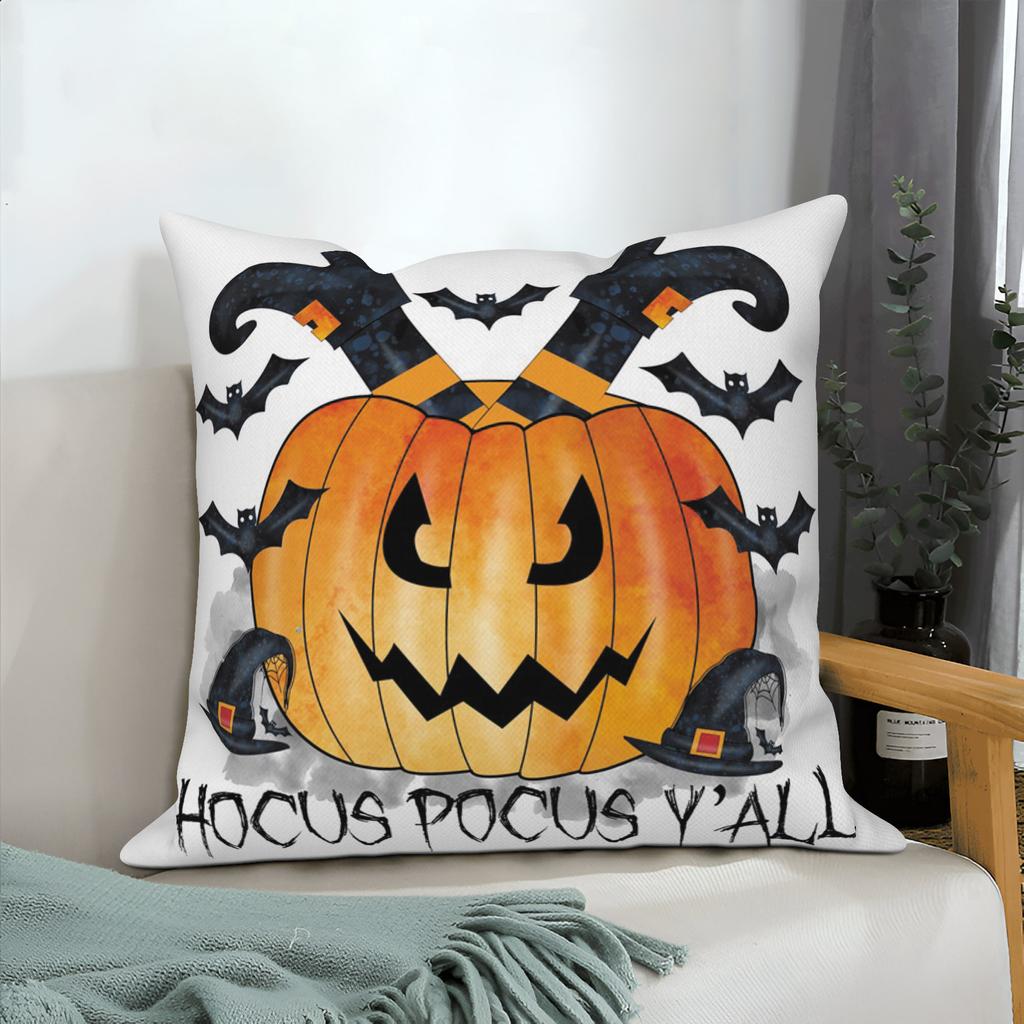 Halloween Throw Pillow Covers Pumpkin Ghost Witchy Linen Sofa Bed Pillowcase Square Cushion Cover Spooky Halloween Party Decor