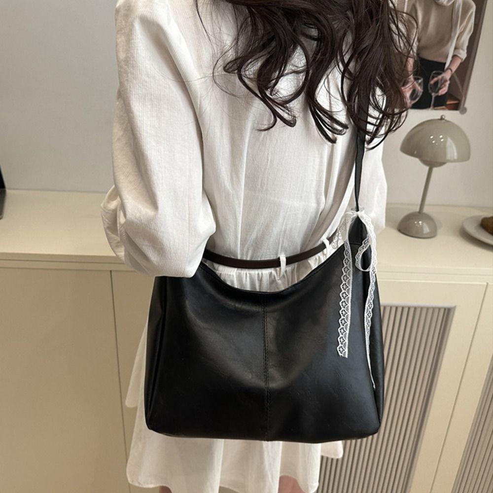 PU Leather Cross Body Bag Solid Color Tote Bag Casual Shoulder Bag  for Lady/Girls