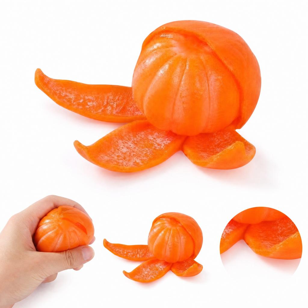 Orange Stress Toy with Steamer Design, Slow Flour Ball Toy for Adults