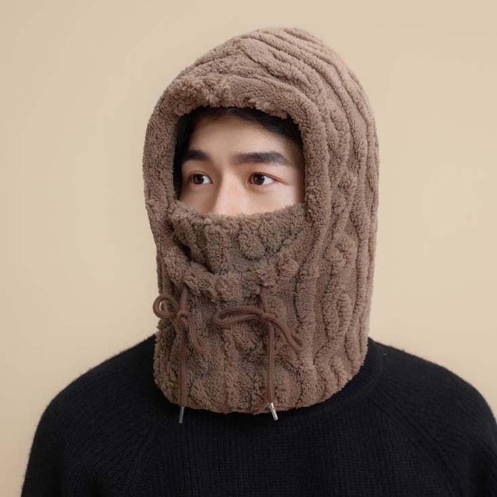 Solid Color Winter Pullover Cap Polyester Compact Cap Scarf Warmer Wrap Head Hat  Women
