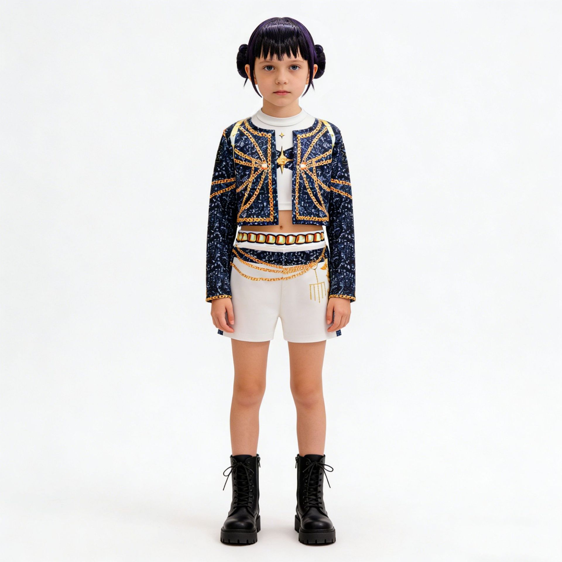 

Мисливці на відьом Румі Зої Міра Костюм для косплею для дівчат Карнавальна вечірка Хелловін Нарядний костюм Набір 120cm