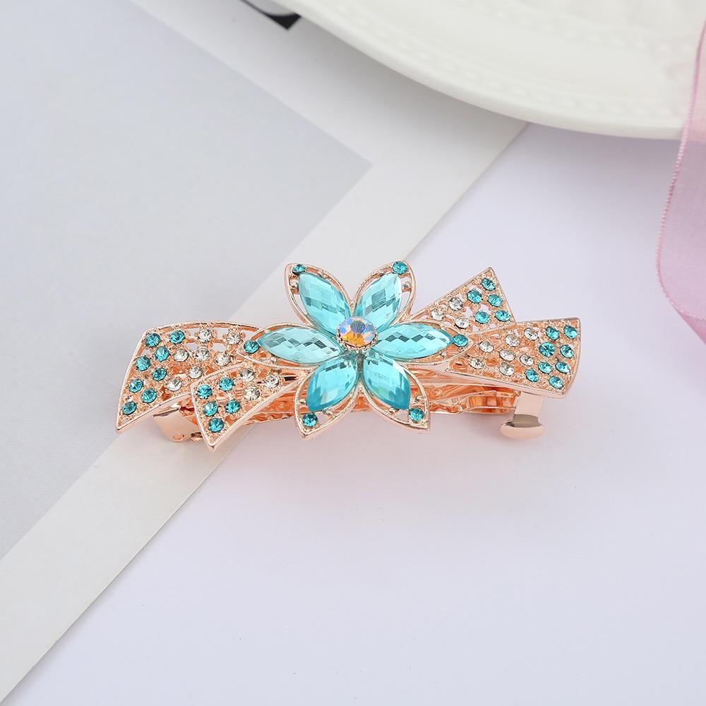Opal Diamond Hairclip Bling Vintage Retro Rhinestone Peafowl Alligator Clip Women Hair Accessories Flower Hairgrips