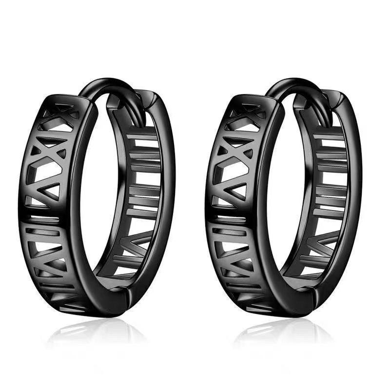 

Серьги-гвоздики для мужчин, модные и персонализированные стили, модные и простые полые серьги-гвоздики с геометрическим узором, ювелирные изделия в подарок чёрный