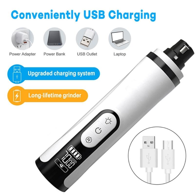 Quiet Rechargeable Dog Cats Nail Trimmer With Low Noise Motor And 3 Speed For Grooming