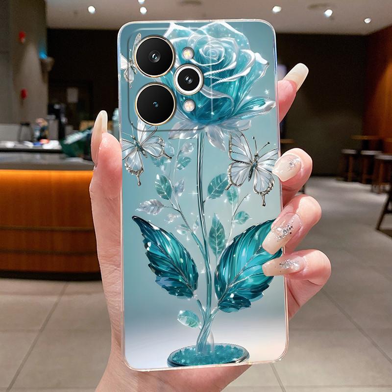 For Realme 15 Pro 15T 5G Elegant Flower Butterfly Bow Phone Funda Cover RMX5106 RMX5101 Soft Silicone Transparent TPU Jelly Case