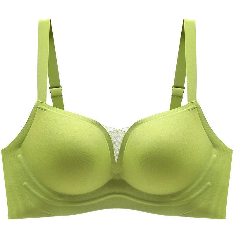 Simple gathering bra, seamless mesh yarn, smooth surface without steel ring underwear, large anti-sagging, sub-breasts adjustment bra