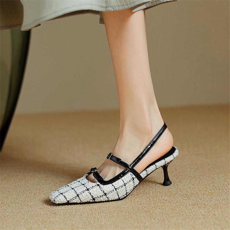 Fashion New Summer Sandals Cover Toe Sandals for Women High Heels Sandals Fashion Mixed Color Ladies Shoes Purple Office Women Shoes