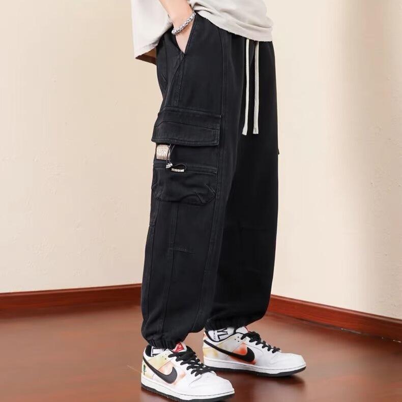 overalls men's spring and autumn new ins trendy brand loose casual pants student fashion labeling ruffian handsome leggings