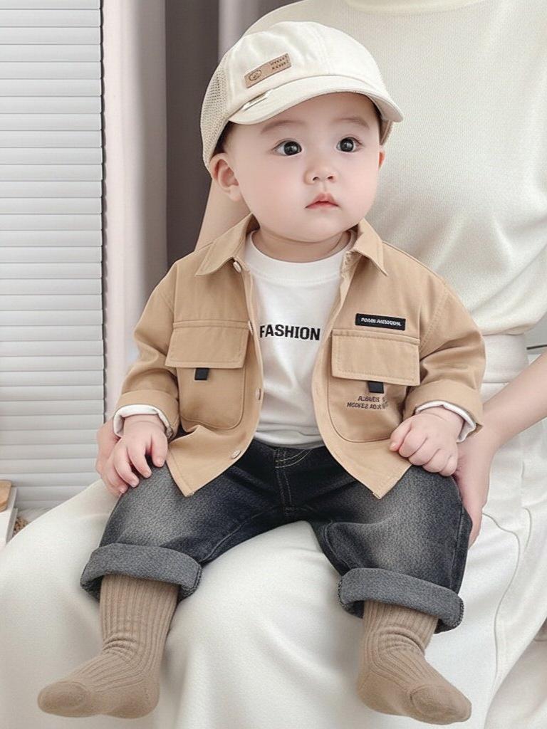 Costum Trendy cu Trei Piese pentru Băieți - Îmbrăcăminte Casual Elegantă pentru Toamnă/Primăvară pentru Sugari