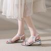 Women Luxury Thick Heels Sandals Female Shoes Summer Fashion Rhinestone High-heeled Sandals Ladies Ankle Strap Party Dress Pumps