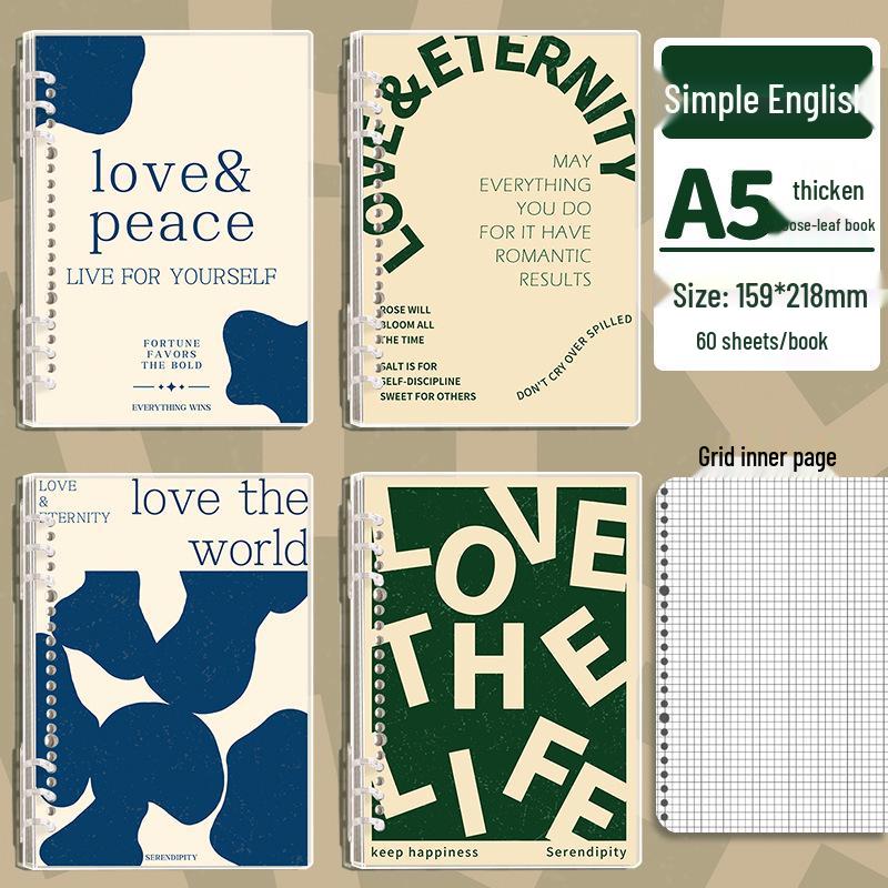 British Style Transparent 3-Ring Binder Notebook, A5 Removable, Non-Irritating Loose-Leaf, High-Value B5 for Students