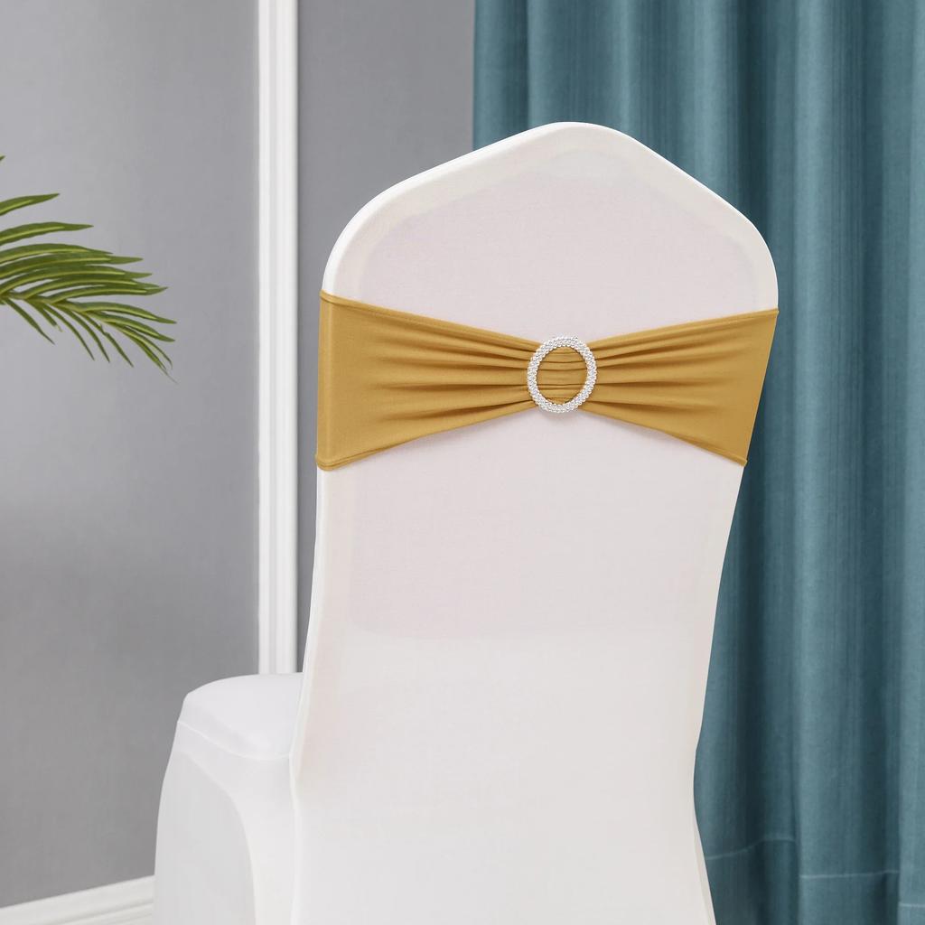 Chair Sashes Bows Wedding Lycra Chair Spandex Bands Stretch With Buckle For Chair Covers Decoration Party Dinner Banquet
