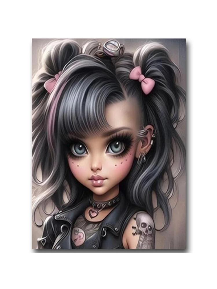 Bear Girl Diamond Painting New 2024 Diy Full Square Round Diamond Mosaic Embroidery Cartoon Gothic Fantasy Art Home Decoration