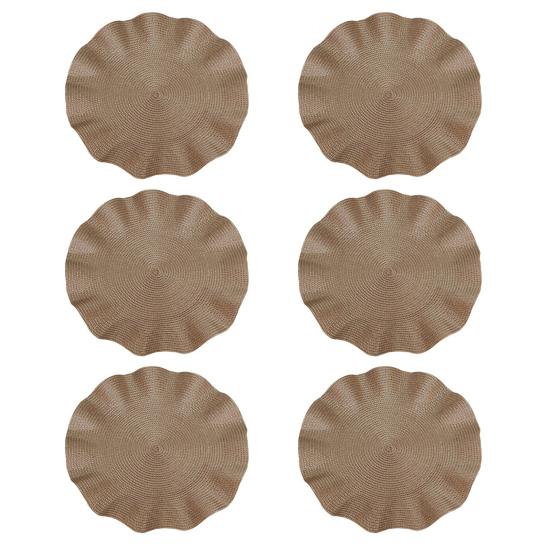 

6 шт./компл. круглых салфеток под приборы, набор, плетеный дизайн, моющийся нескользящий обеденный коврик, гофрированный край, термостойкий коврик для стола 6pcs
