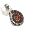 Natural Ammonite Fossil Gemstone 925 Sterling Silver Jewelry Pendant 1.97" ETC-13949