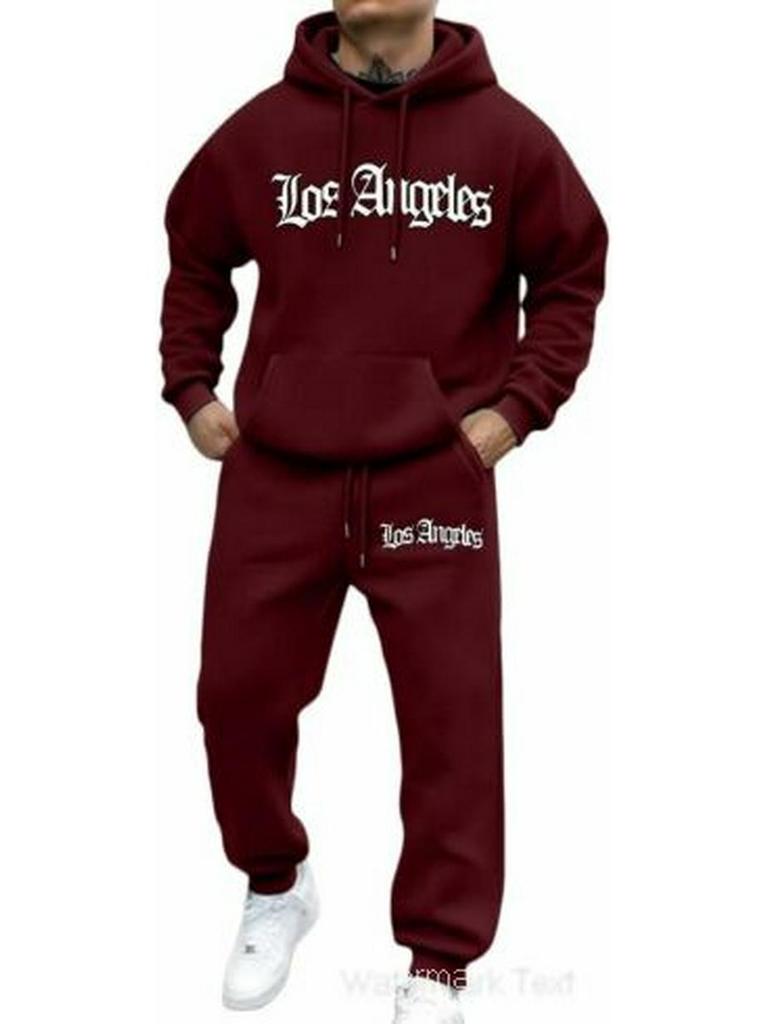 Trendy Hooded Letter Print Sweatshirt Set for Autumn/Winter