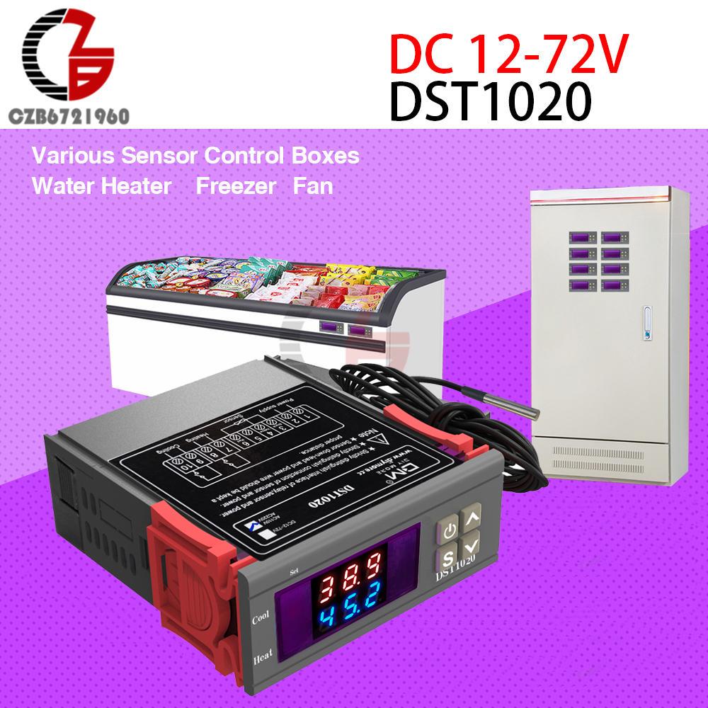2CH Dual Output LED Digital Thermostat Temperature Controller AC 110V 220V DC 12V Incubator Heating Cooling Sensor Thermometer