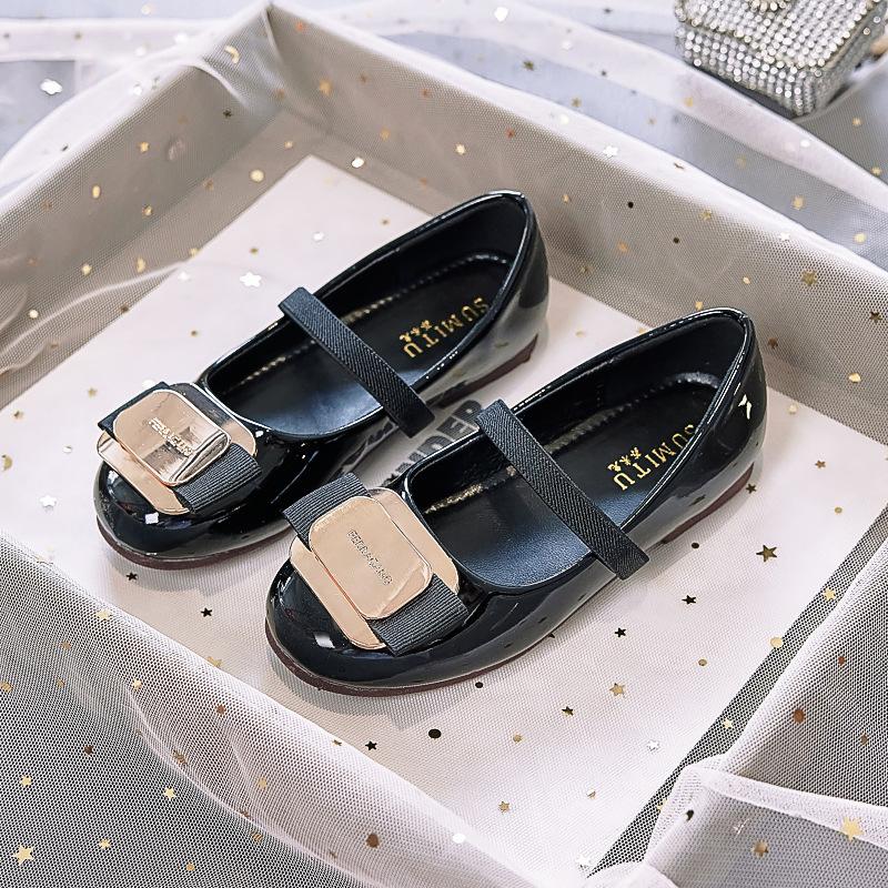 Girls princess shoes 2025 spring new silver show wedding soft sole with dress girls leather shoes children's single shoes