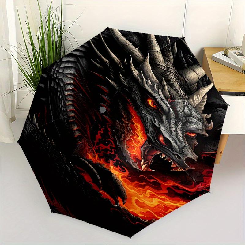 

Dragon, Fire Theme 8 Bone Hand Automatic Folding Umbrella, Compact and Portable Design, A Perfect Gift for Birthday, Christmas or Business U