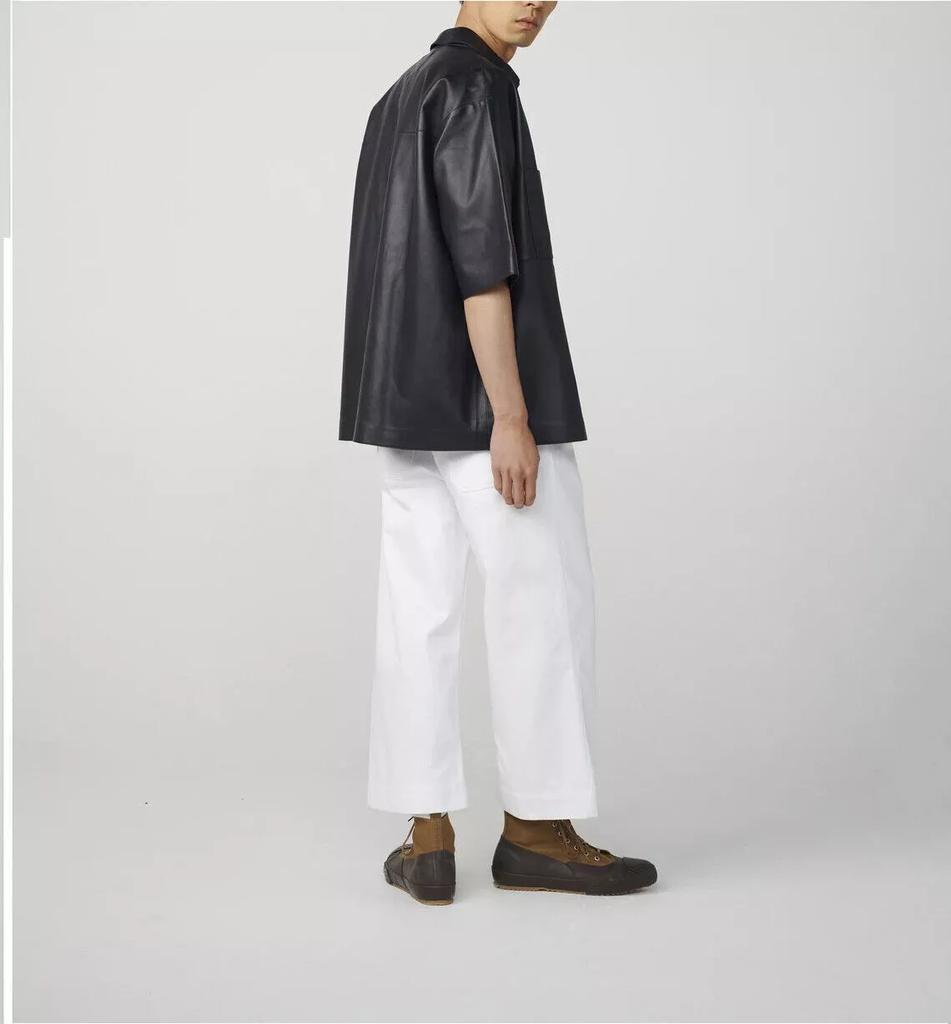 New Classic Men Stylish Black Shirt Pure Leather Lambskin Formal Casual Handmade