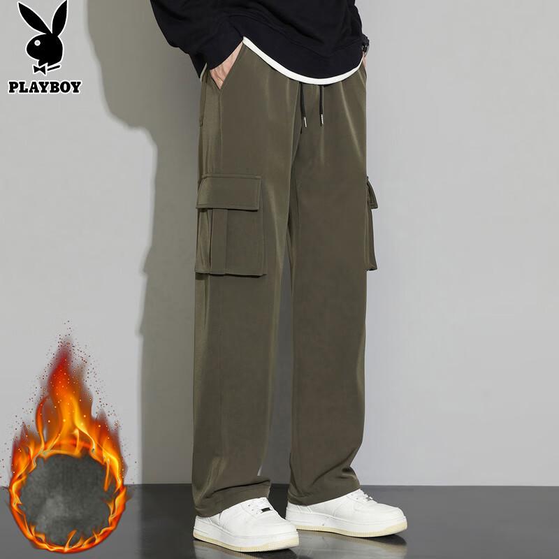 PLAYBOY Men's Fleece Lined Loose Fit Cargo Pants
