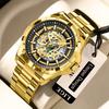 Reloj de Cuarzo para Hombre Negro Esqueleto Hueco Resistente al Agua Reloj para Hombre Deportes al Aire Libre Luminoso Fecha Reloj Masculino Relogios Masculino